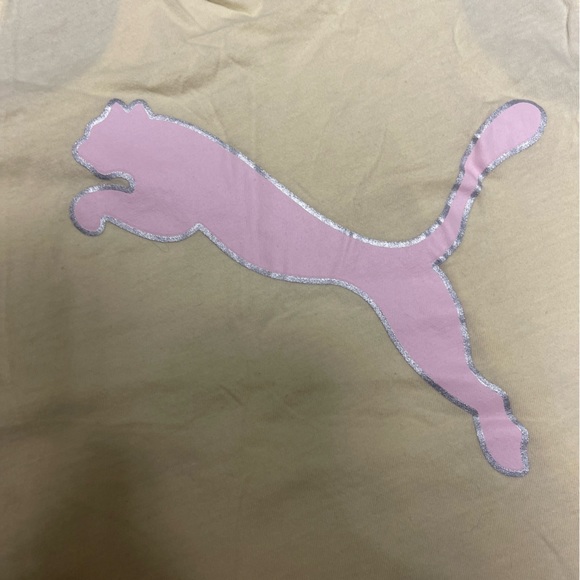 🌈5 for $25 PUMA Yellow Athletic Tank Top Pink Logo Girls Size L 12/14 - Picture 3 of 6